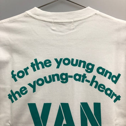 極美品◆ヴァンヂャケット ロングスリーブTシャツ バックロゴ ホワイト×グリーン サイズM VAN 【AFB29】