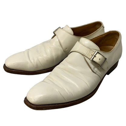 クロケット&ジョーンズ レザーシューズ シングルモンク カーフ ホワイト メンズ サイズ7.5E CROCKETT&JONES 約26.0cm【AFC51】