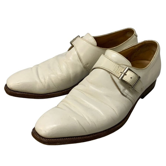 クロケット&ジョーンズ レザーシューズ シングルモンク カーフ ホワイト メンズ サイズ7.5E CROCKETT&JONES 約26.0cm【AFC51】