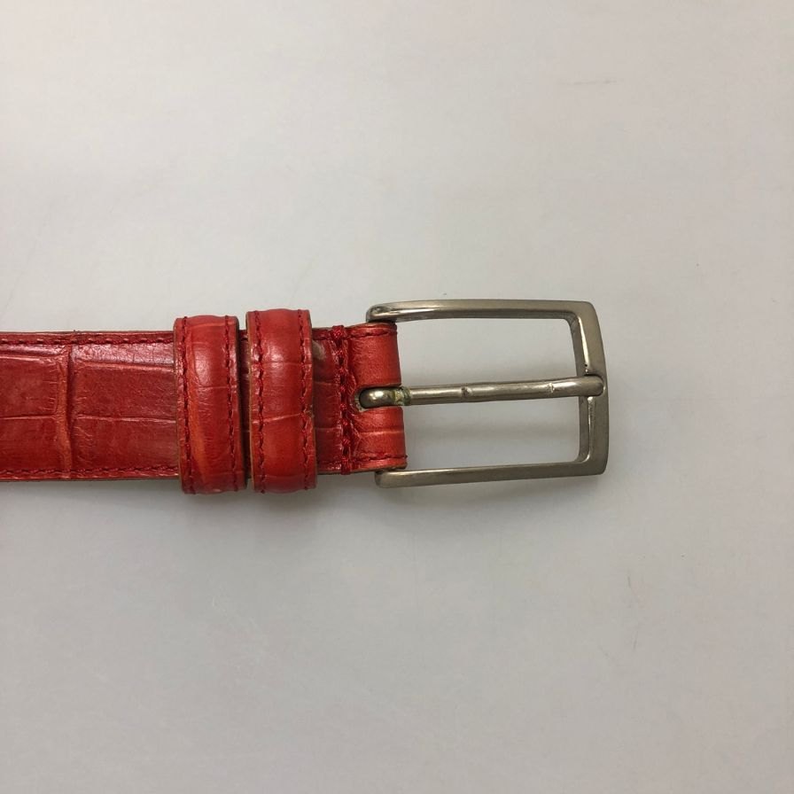 フェリージ レザーベルト クロコ型押し レッド系 メンズ サイズ85 Felisi【AFI4】