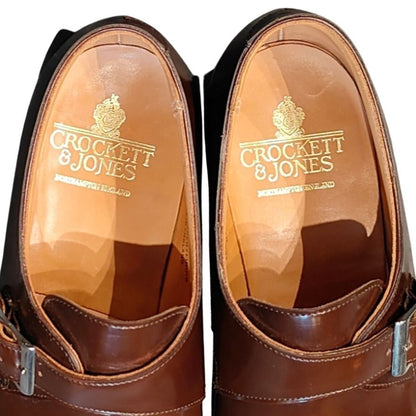 クロケット&ジョーンズ レザーシューズ シングルモンク モンクトン ダークブラウン メンズ サイズ8E CROCKETT&JONES MONKTON ビジネスシューズ 約26.0cm【LA】【中古】