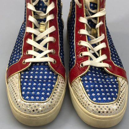 クリスチャン ルブタン 星条旗 ハイカット スニーカー メンズ サイズ41 総柄 Christian Louboutin 約26.0cm【AFC41】
