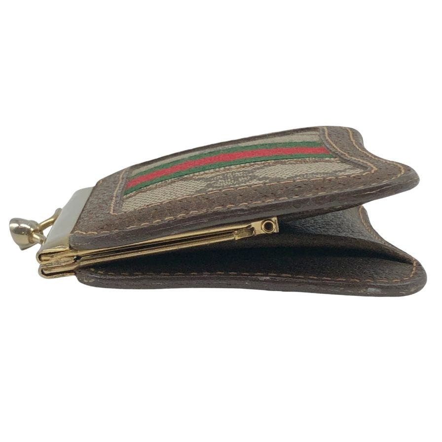 オールドグッチ シェリーライン がま口 小銭入れ ベージュ 財布
