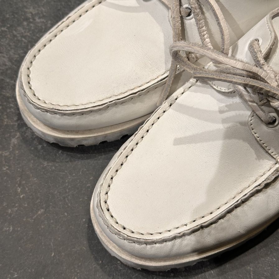パラブーツ アーペントル別注 1018 Uチップ ホワイト カーフ サイズUK6 PARABOOT デッキシューズ 約24.5cm【LA】【中古】