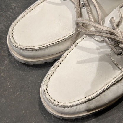 パラブーツ アーペントル別注 1018 Uチップ ホワイト カーフ サイズUK6 PARABOOT デッキシューズ 約24.5cm【LA】【中古】