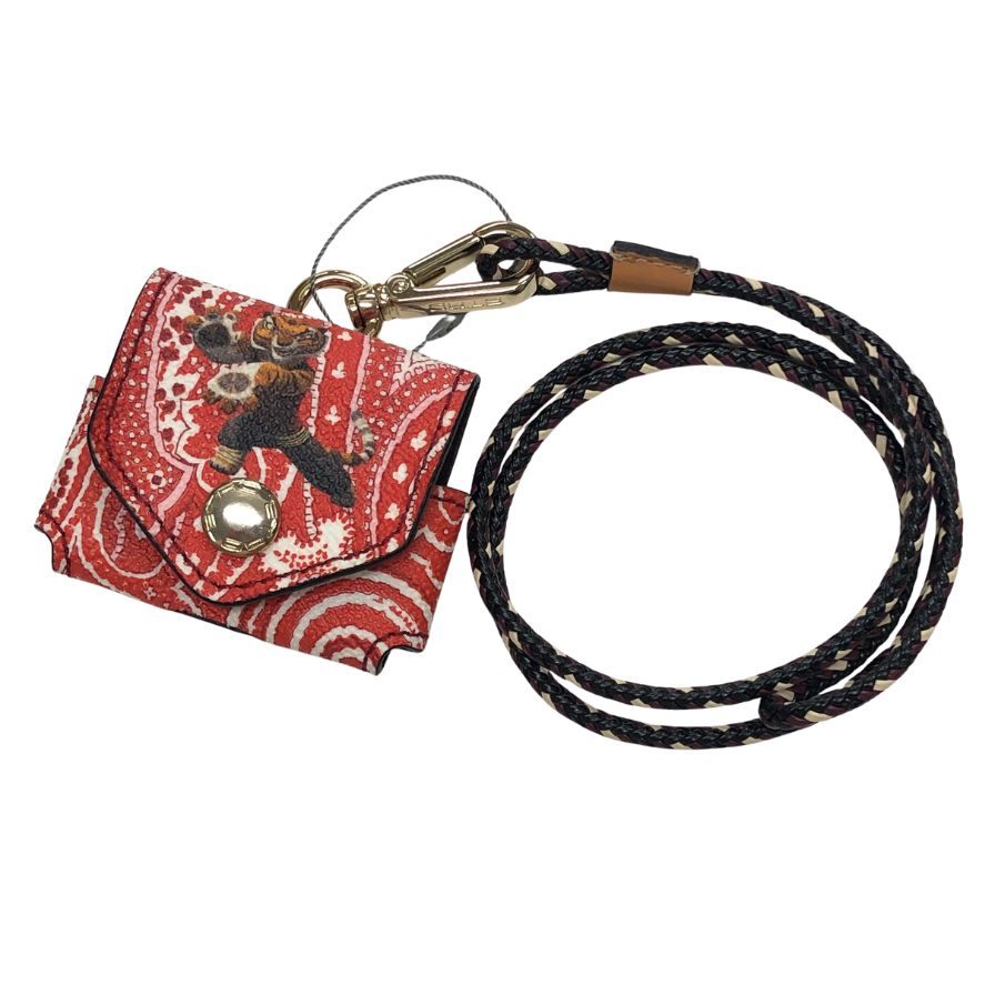 エトロ エアポッズケース カンフーパンダ AirPodsケース レッド系 レザー ETRO【AFI9】【中古】