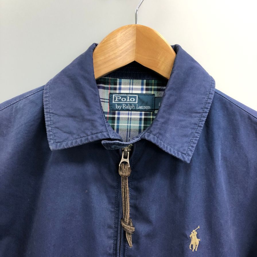 中古◆ポロ ラルフローレン スウィングトップ 裏地チェック ネイビー メンズ サイズXS Polo Ralph Lauren 【AFB29】