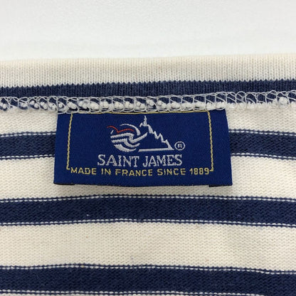 中古◆セントジェームス バスクシャツ ボートネック 長袖 コットン 90s 旧タグ フランス製 ホワイト メンズ サイズM SAINT JAMES 【AFB36】
