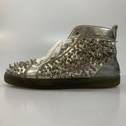 クリスチャンルブタン スニーカー スタッズ レザー メンズ シルバー サイズ42.5 Christian Louboutin 約27.5cm【AFC46】