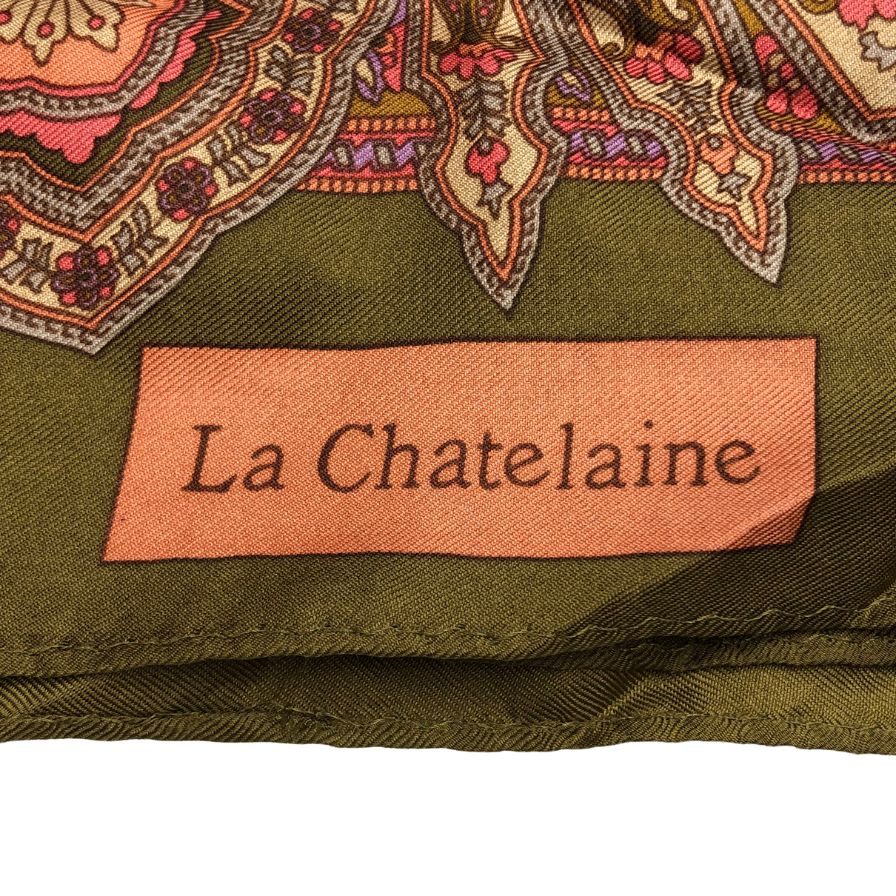 ラ シャトレ―ヌ  スカーフ シルク カーキ 総柄 レディース LA CHATELAINE【AFI21】