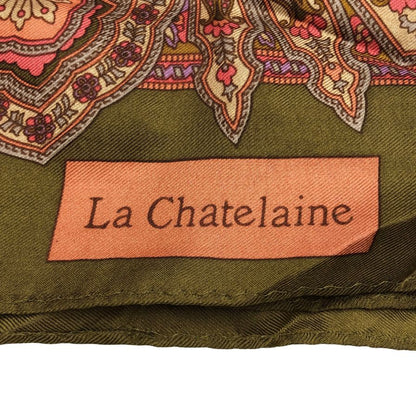 ラ シャトレ―ヌ  スカーフ シルク カーキ 総柄 レディース LA CHATELAINE【AFI21】