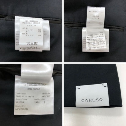 新品同様◆カルーゾ ゼロ 2Bジャケット コットン×麻 メンズ ブラック サイズ46 CARUSO 【AFB10】