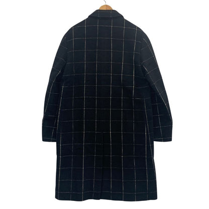 美品◆エヌハリウッド チェック柄 ウールコート ダークネイビー サイズ40 メンズ N.HOLLYWOOD 【AFA3】
