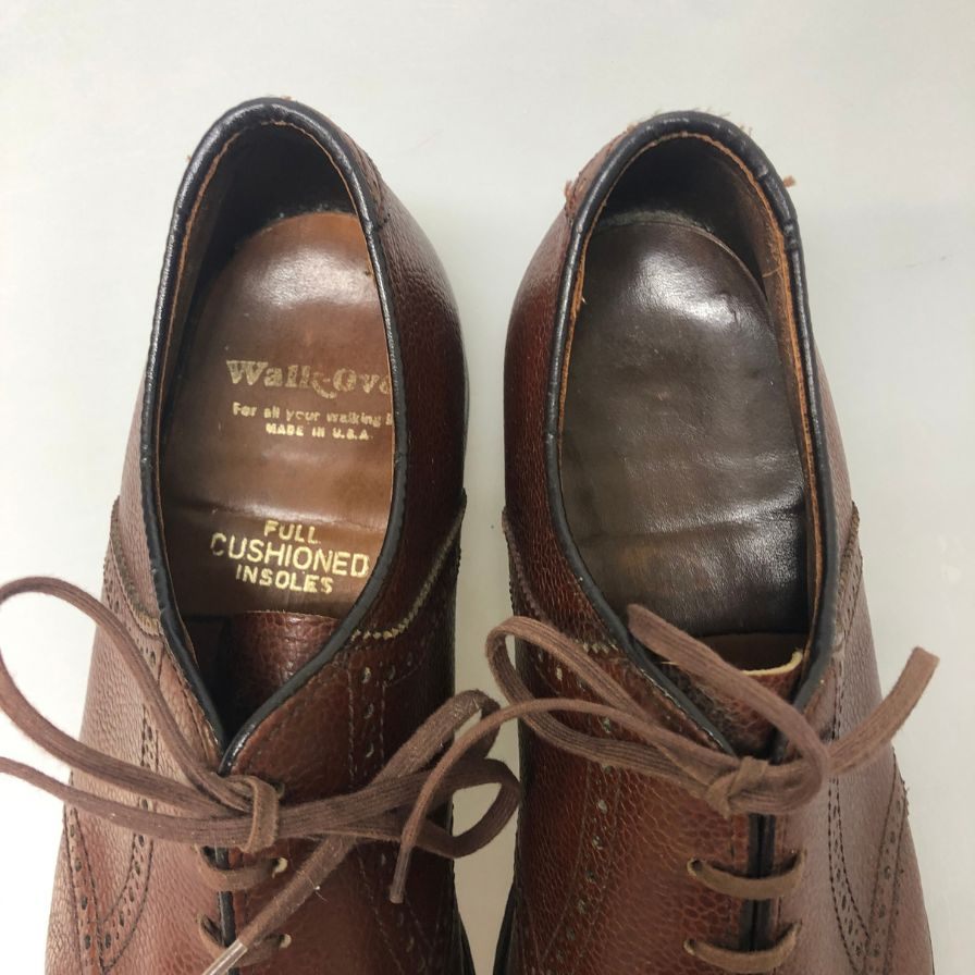 ウォークオーバー レザーシューズ プレーントゥ シボ ブラウン メンズ サイズ US10 WALK OVER 約28.0cm【AFC47】