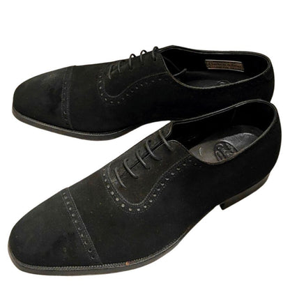 クロケット＆ジョーンズ ポールスミス別注 パンチドキャップトゥ アデレード スエード ブラック サイズUK7E CROCKETT&JONES スエードシューズ 約25.5cm【LA】【中古】