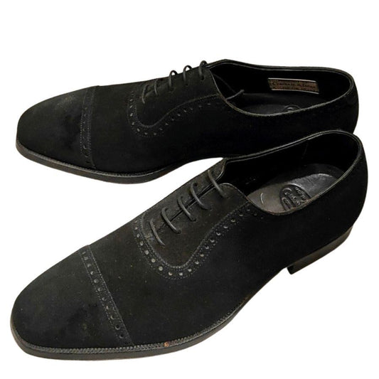 クロケット＆ジョーンズ ポールスミス別注 パンチドキャップトゥ アデレード スエード ブラック サイズUK7E CROCKETT&JONES スエードシューズ 約25.5cm【LA】【中古】