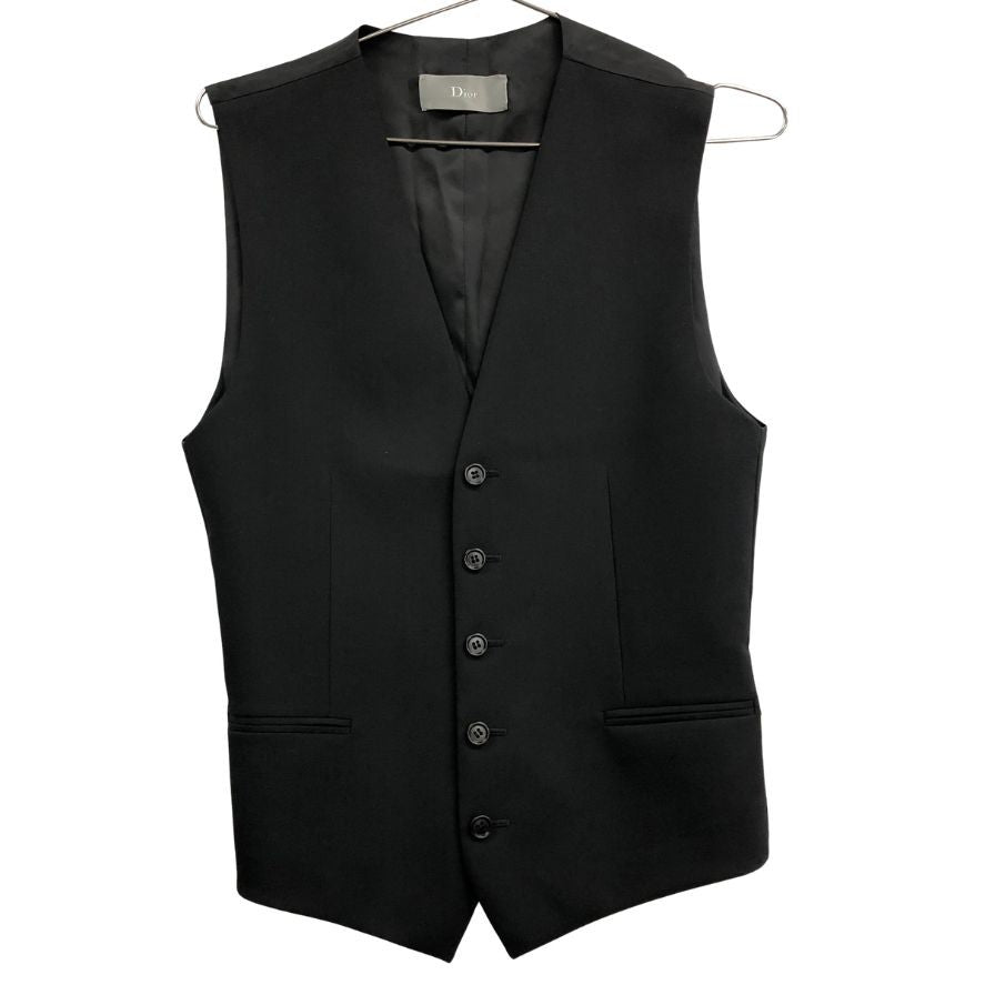 極美品◆クリスチャンディオール ウール ベスト メンズ サイズ44 ブラック Christian Dior 【AFB13】