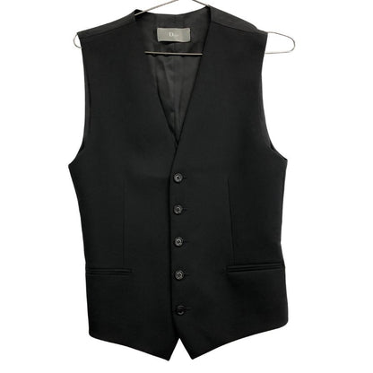 極美品◆クリスチャンディオール ウール ベスト メンズ サイズ44 ブラック Christian Dior 【AFB13】