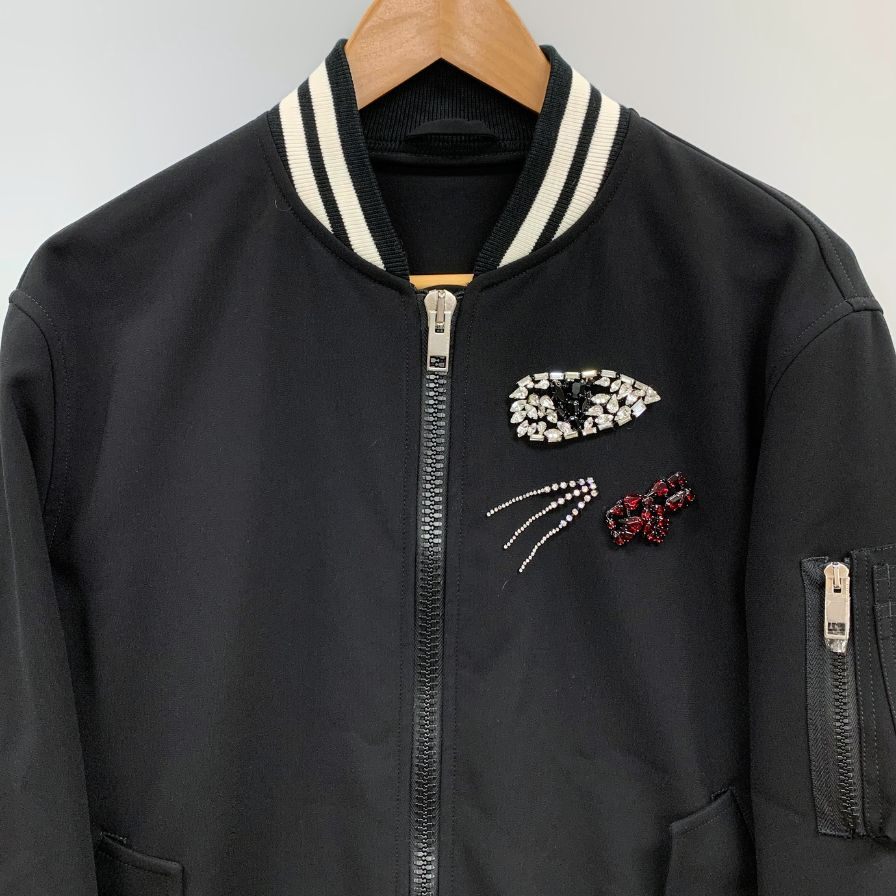 極美品◆エルマンノ シェルヴィーノ ジャケット スタジャン ラインストーン レディース ザイズ42 ブラック ERMANNO SCERVINO 【AFB42】