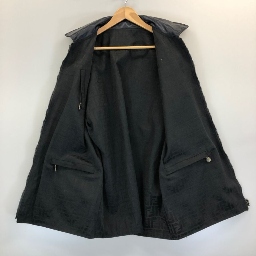 美品◆フェンディ ジーンズ リバーシブルブルゾン ズッカ柄 ブラック メンズ サイズ表記なし FENDI JEANS 【AFA6】