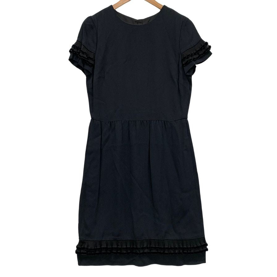 極美品◆レッド ヴァレンティノ 半袖ワンピース フリル レディース サイズ42 ブラック RED VALENTINO 【AFB1】