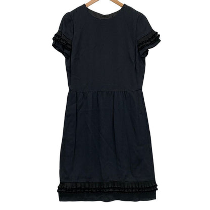 極美品◆レッド ヴァレンティノ 半袖ワンピース フリル レディース サイズ42 ブラック RED VALENTINO 【AFB1】