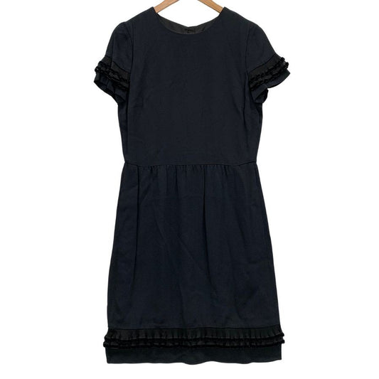 極美品◆レッド ヴァレンティノ 半袖ワンピース フリル レディース サイズ42 ブラック RED VALENTINO 【AFB1】