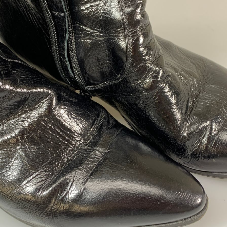 サンローラン ブーツ サイドジップ レザー ブラック メンズ サイズ42  SAINT LAURENT 約27.0cm【AFC43】