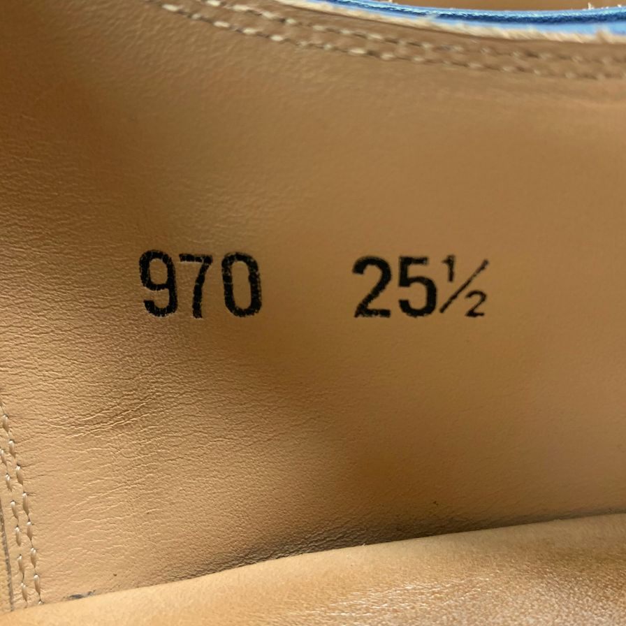 スコッチグレイン レザーシューズ セミブローグ モデナ 970 ミュージアムカーフ メンズ ネイビー サイズ25.5 scotch grain 約25.5cm【AFD6】