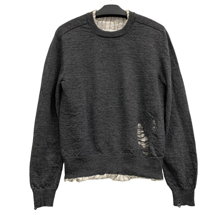 中古◆メゾン マルジェラ 22AW クルーネックニット ダメージ加工 グレー メンズ サイズM SI1HA0005 Maison Margiela 【AFB5】
