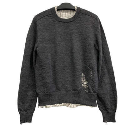 中古◆メゾン マルジェラ 22AW クルーネックニット ダメージ加工 グレー メンズ サイズM SI1HA0005 Maison Margiela 【AFB5】