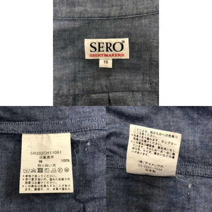 美品◆セロ シャツ シャンブレーサイズ15 メンズ ブルー系 SERO 【AFB39】
