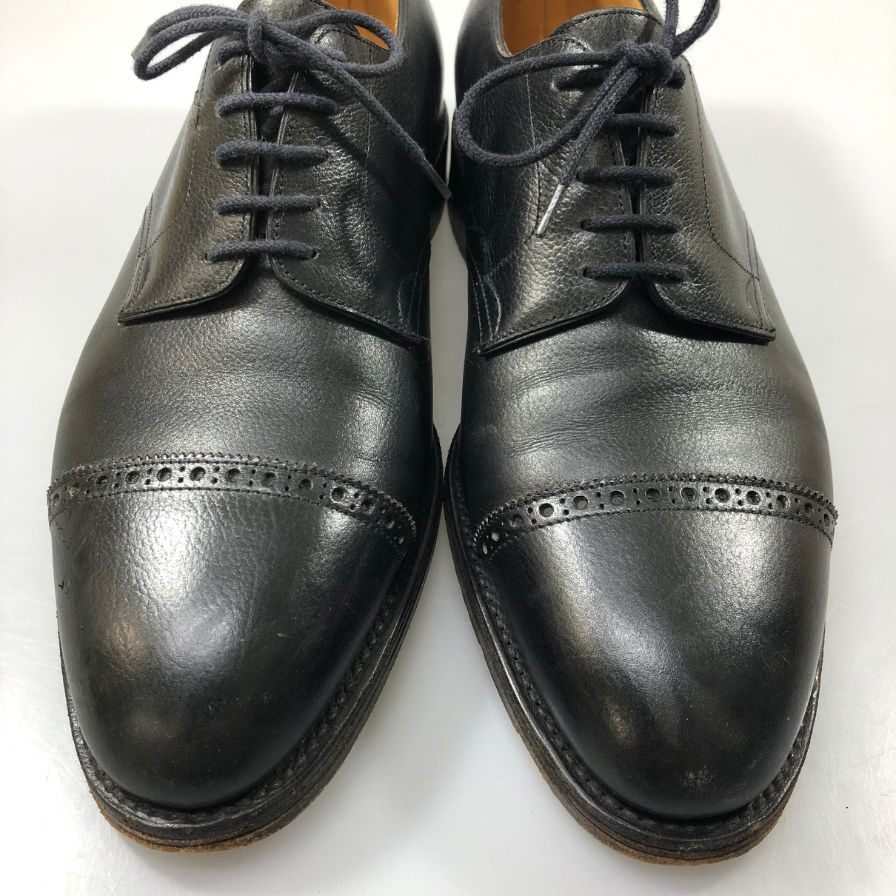 ジョンロブ ラッセル パンチドキャップトゥ ブラック サイズ8E JOHN LOBB ビジネスシューズ 約26.5cm【LA】【中古】