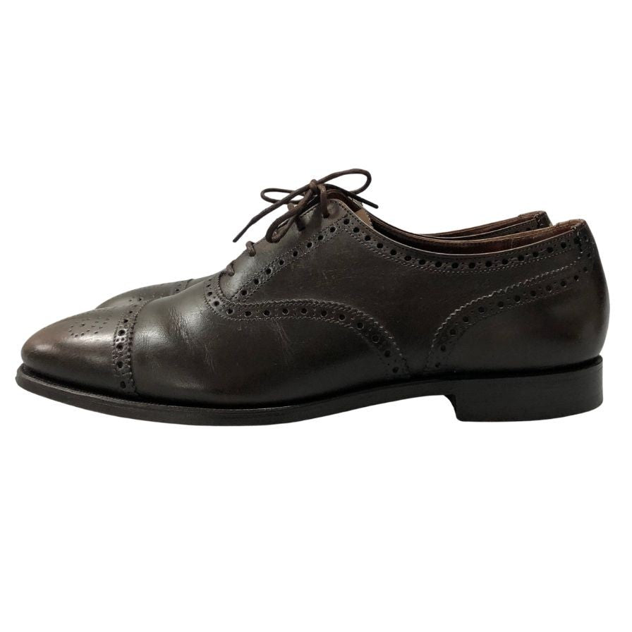 クロケット&ジョーンズ セミブローグシューズ コベントリー レザー メンズ ダークブラウン サイズUK8.5E 341ラスト CROCKETT&JONES COVENTRY ビジネスシューズ 約27.0cm【LA】【中古】