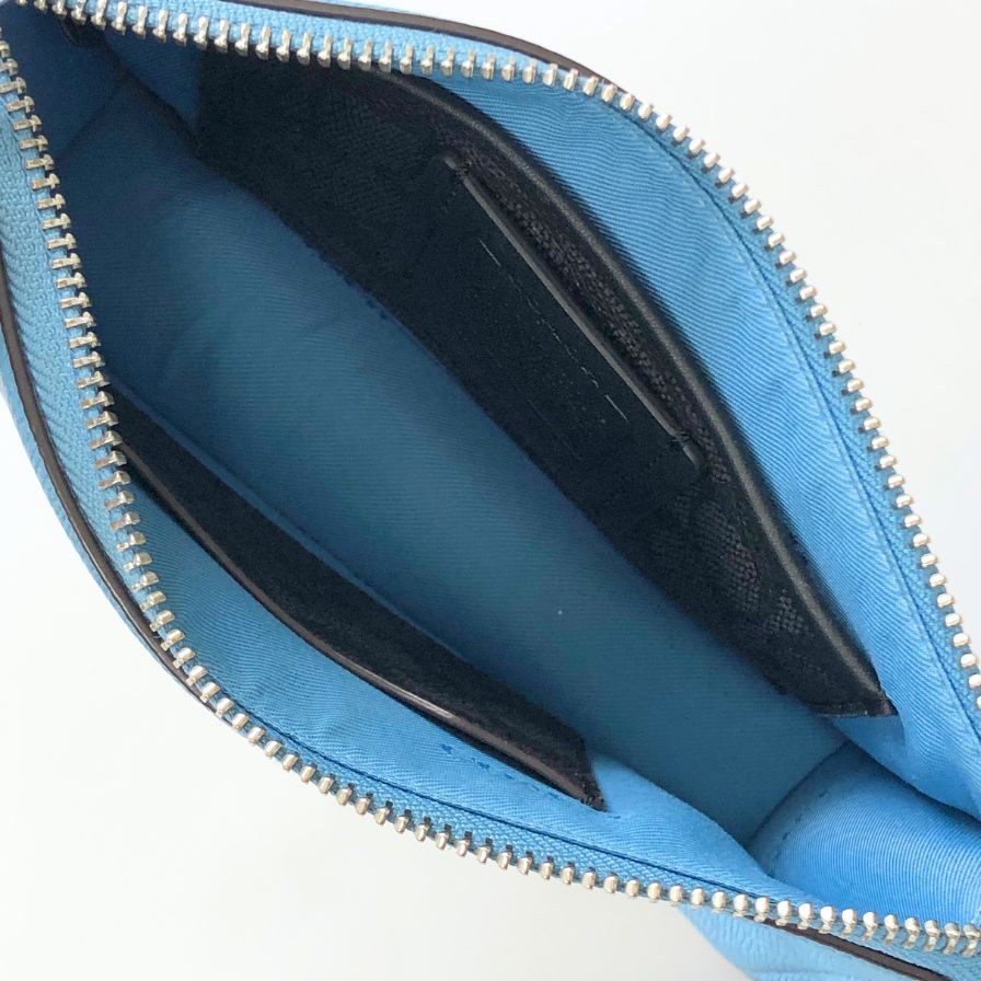 ★COACH【コーチ】レザー ポーチ スモークブルー 良品 希少レア コーチ COACH 財布 （ブルー） -waja bazar - 海外ファッション