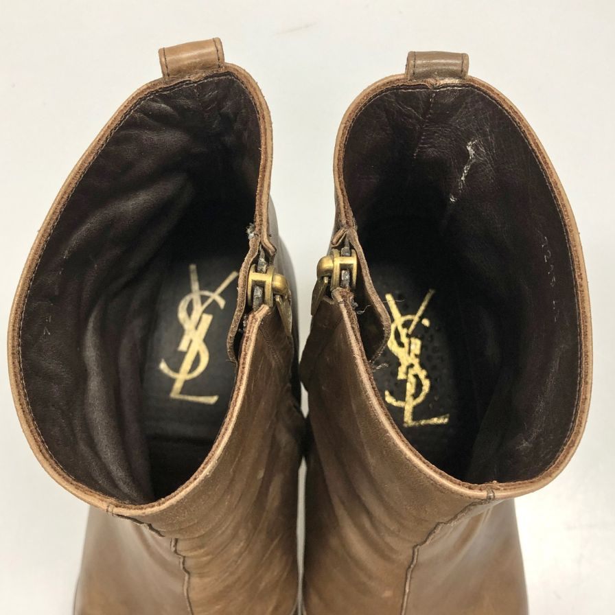 イヴ サンローラン レザー ブーツ ブラウン サイズ43 Yves Saint Laurent 約28.0cm【AFC47】