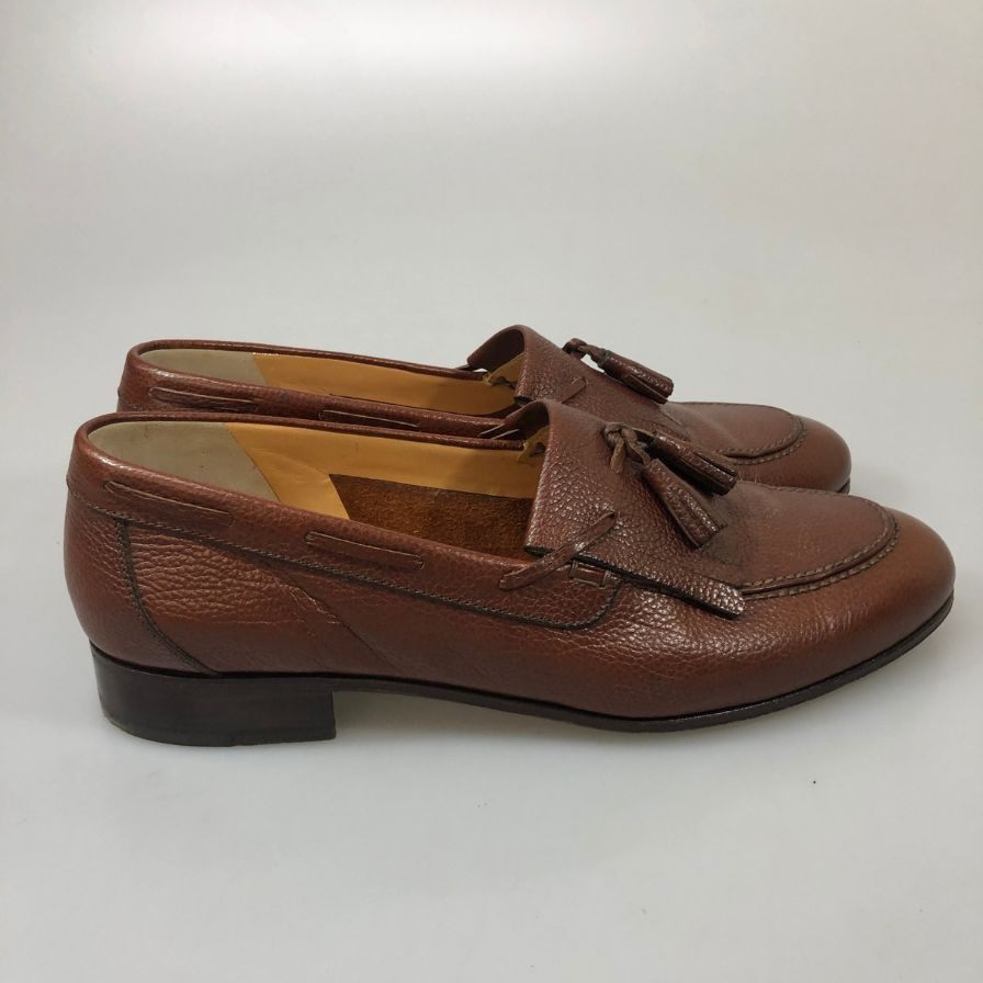 タニノクリスチー タッセルローファー グレインレザー ブラウン サイズUK9.5 メンズ TANINO CRISCI 約28.0cm【AFC42】