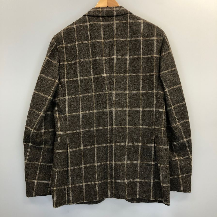 ボリオリ テーラードジャケット ドーバー チェック柄 ウール ブラウン系 メンズ サイズ48 BOGLIOLI【LA】