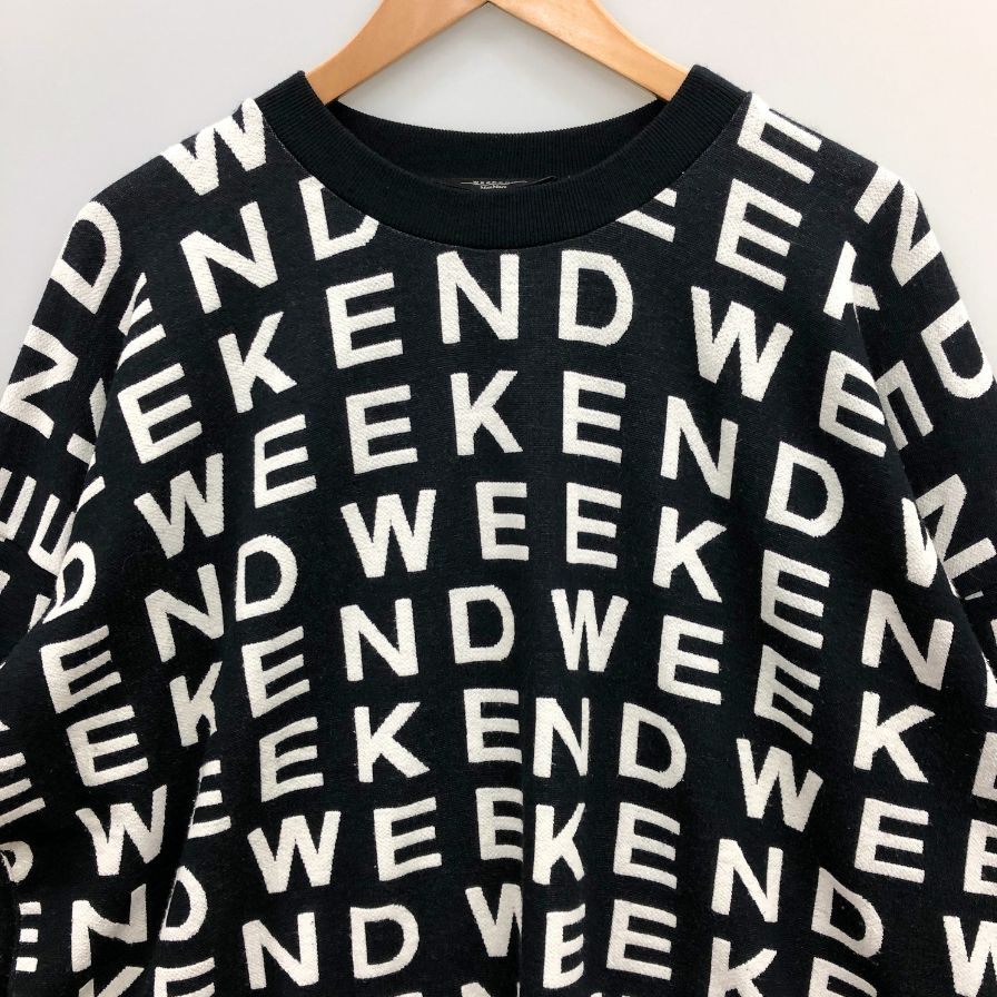 中古◆ウィークエンド マックスマーラ ロングスリーブニット クルーネック  全体ロゴ レディース ブラック サイズL Weekend Max Mara 【AFB28】