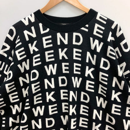 中古◆ウィークエンド マックスマーラ ロングスリーブニット クルーネック  全体ロゴ レディース ブラック サイズL Weekend Max Mara 【AFB28】