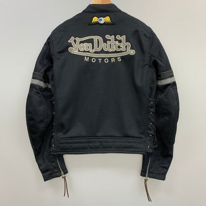 中古■ボンダッチ メッシュジャケット ワッペン 刺繍 ジップ メンズ ブラック サイズM Von Dutch 【AFB26】