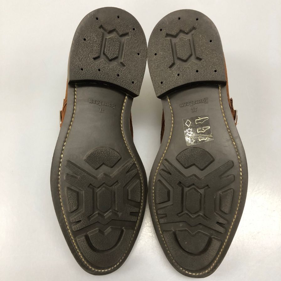 ジョンロブ レザーシューズ ダブルモンク ウィリアム スエード ブラウン メンズ サイズUK7E 9795ラスト JOHN LOBB William スエードシューズ 約25.5cm【LA】【中古】