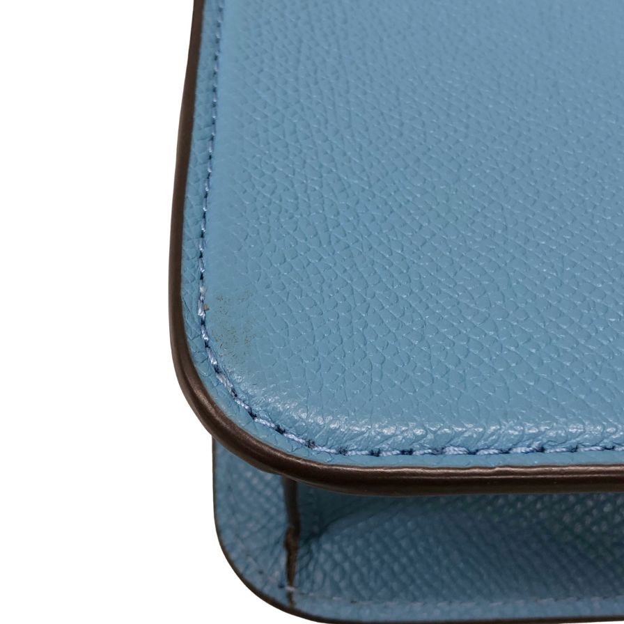 ★COACH【コーチ】レザー ポーチ スモークブルー 良品 希少レア 希少カラー】COACH コーチ ハンドバッグ オールレザー ブルー