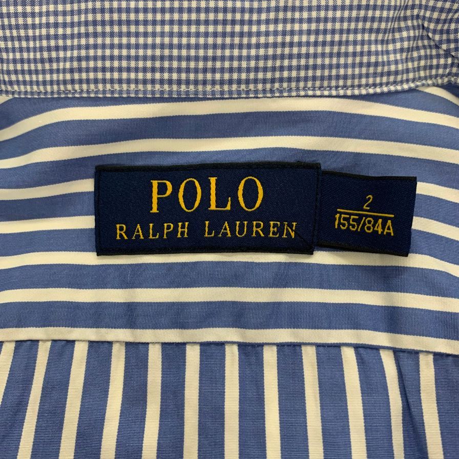 美品◆ポロ ラルフローレン シャツワンピース ストライプ サイズ2 ブルー系 レディース POLO RALPH LAUREN 【AFB36】