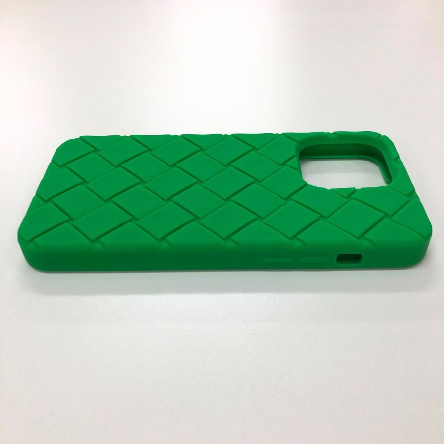 ボッテガヴェネタ iPhoneケース iPhone15ProMAX ラバー イントレチャート ライトグリーン系 BOTTEGA VENETA【AFI18-3】【中古】