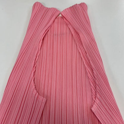 美品◆プリーツプリーズ イッセイミヤケ ノースリーブ PP41JK002 ピンク フリーサイズ  PLEATS PLEASE 【AFB15】