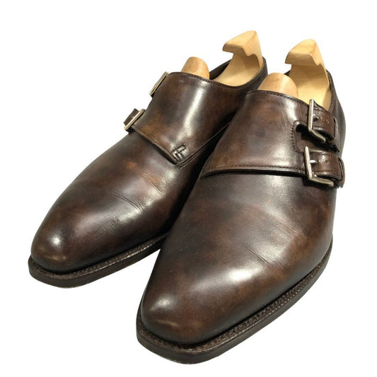 ジョンロブ チャペル ダブルモンク ミュージアムカーフ ブラウン 6E JOHN LOBB ビジネスシューズ 約24.5cm【LA】【中古】