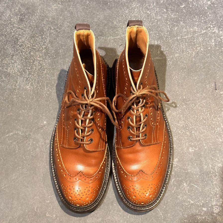 トリッカーズ カントリーブーツ M5634  ストウ カーフ アイボリー メンズ  サイズUK8.5 Tricker's ブーツ 約27.0cm【LA】【中古】
