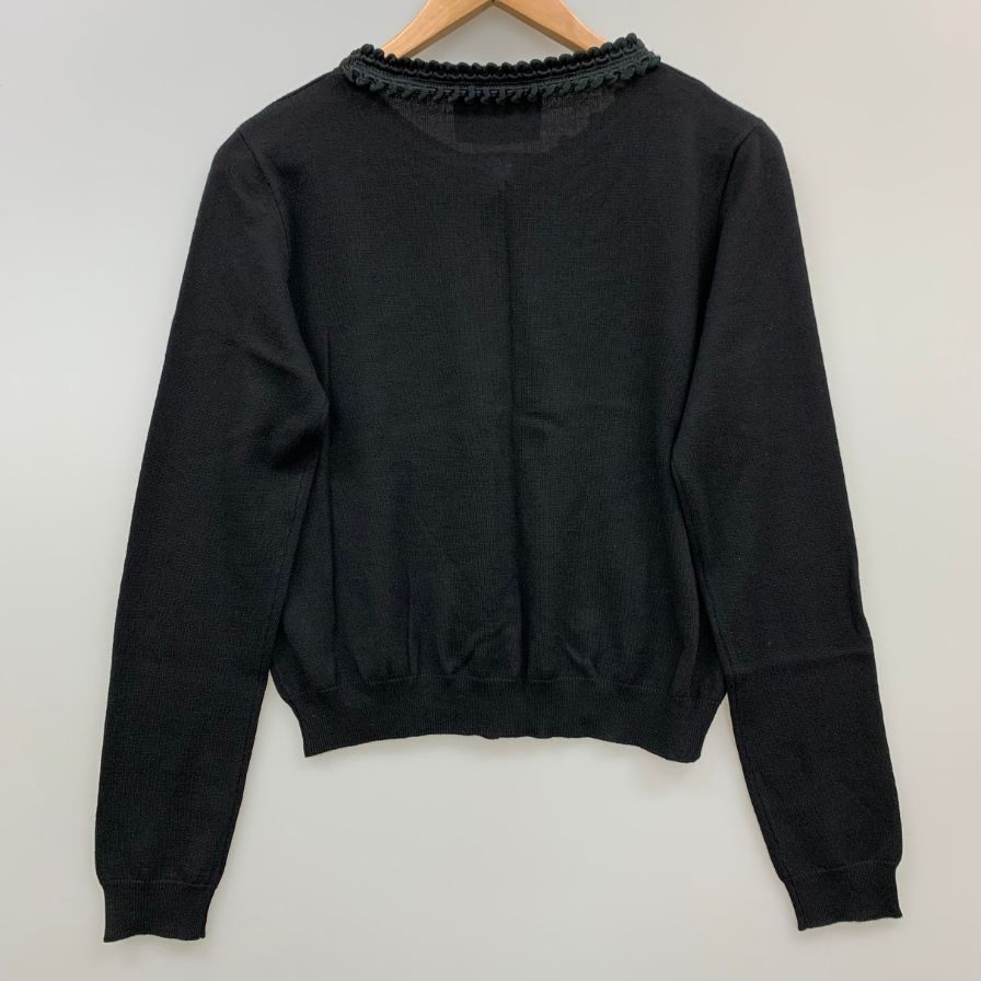 極美品◆ブティック モスキーノ カーディガン フロントビジューボタン ウール100% レディース サイズ42 ブラック BOUTIQUE MOSCHINO 【AFB3】