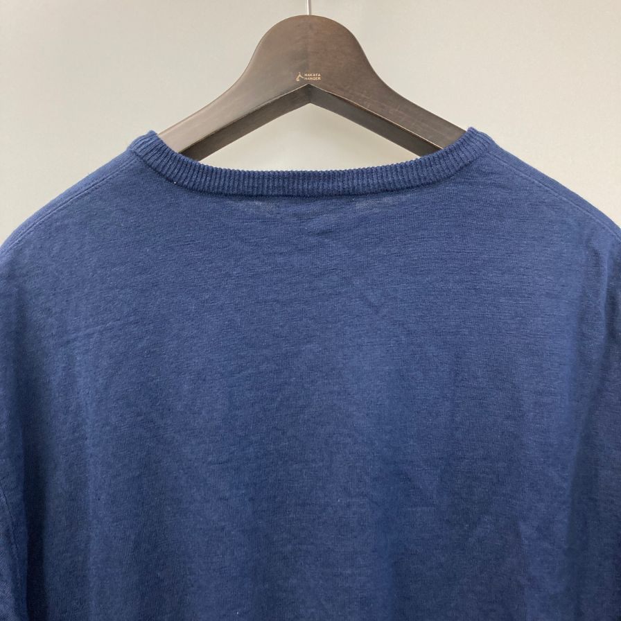 美品◆リノネカ プルオーバー Tシャツ 2/26 サフィランリネン 18ゲージニット ネイビー メンズ サイズM  rinoneca 【AFB20】